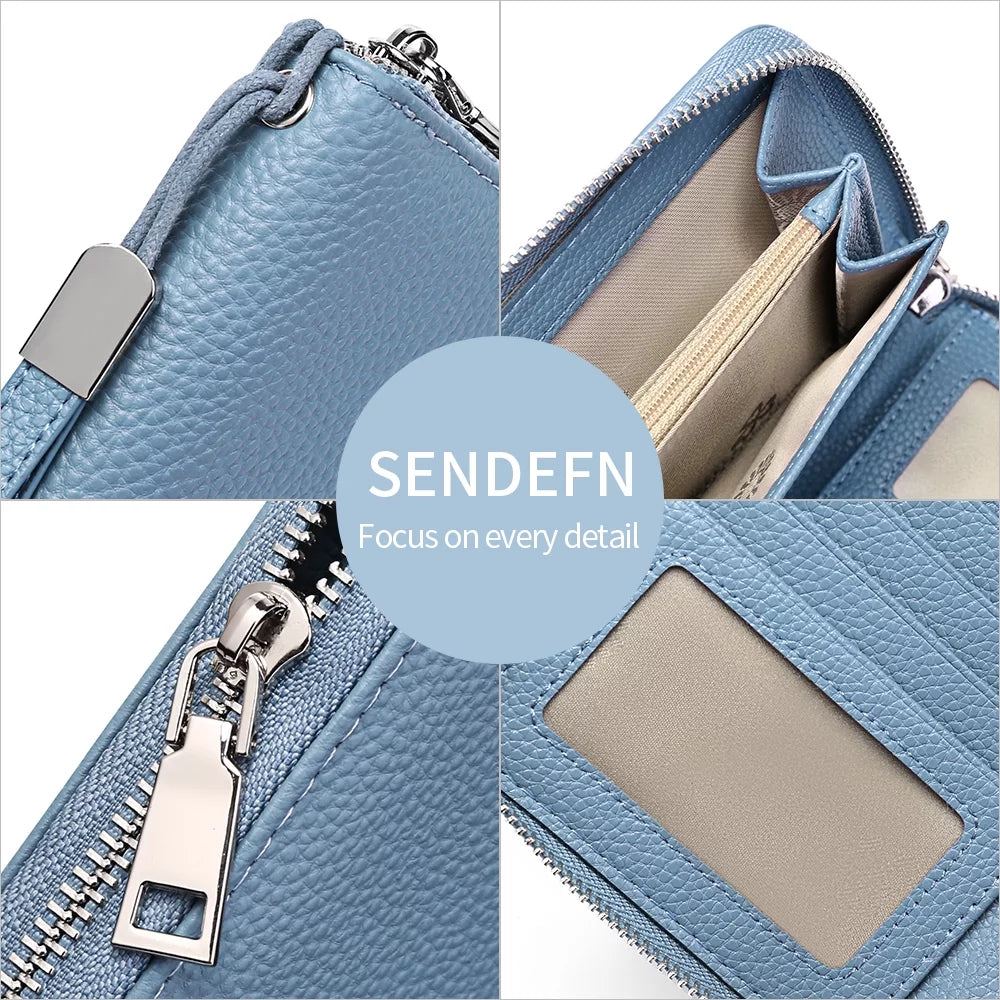 Women Leather Wallets RFID Blocking Zip around Credit Card Holder Phone Clutch